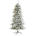 6'Flocked Livingston Fir Artificial Christmas Tree with Pine Cones and 300 Clear Warm LED Lights