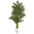 6'Golden Cane Artificial Palm Tree in White Planter