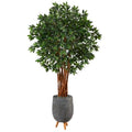 6'Lychee Artificial Tree in Gray Planter with Stand