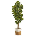 6'Oak Artificial Tree in Handmade Natural Jute and Cotton Planter UV Resistant (Indoor/Outdoor)