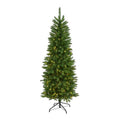 6'Slim Green Mountain Pine Artificial Christmas Tree with 250 Clear LED Lights