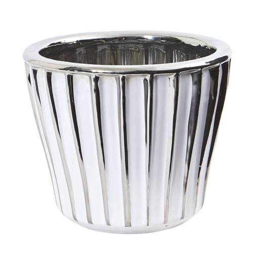 6" White Vase with Silver Trimming