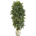 61" Bracken Fern Artificial Plant in Vintage Floral Planter