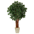 62" Lychee Artificial Tree in Country White Planter