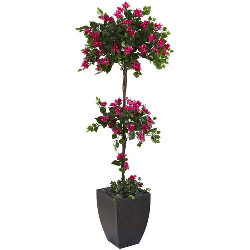 63" Bougainvillea Artificial Topiary Tree in Black Planter