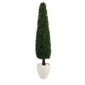 63" Boxwood Topiary Artificial Tree in White Planter UV Resistant (Indoor/Outdoor)