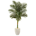 63" Golden Cane Artificial Palm Tree in White Planter