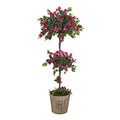 64" Bougainvillea Artificial Topiary Tree in Farmhouse Planter