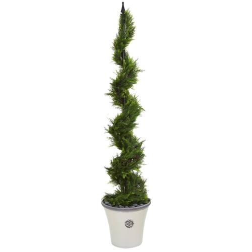 64" Cypress Artificial Spiral Tree in Decorative Planter