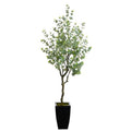 64" Eucalyptus Artificial Tree in Black Metal Planter