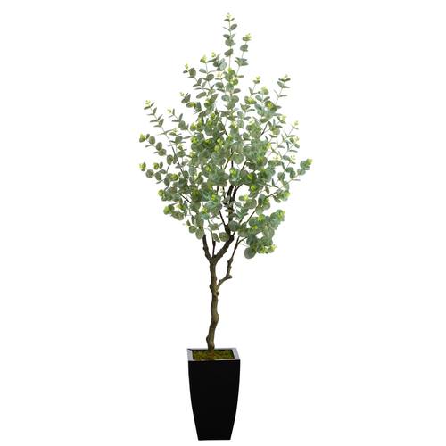 64" Eucalyptus Artificial Tree in Black Metal Planter