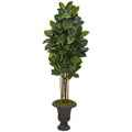 64" Rubber Leaf Artificial Tree in Decorative Brown Urn