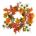 6.5" Autumn Hydrangea and Pinecones Artificial Wreath (Set of 2)