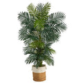 6.5' Golden Cane Artificial Palm Tree in Handmade Natural Jute and Cotton Planter