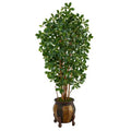 67" Black Olive Artificial Tree with 1365 Bendable Leaves in Decorative Planter
