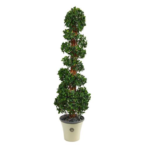 68" English Ivy Topiary Spiral Artificial Tree in Decorative Planter UV Resistant (Indoor/Outdoor)