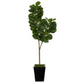 68" Fiddle leaf Fig Artificial Tree in Black Metal Planter