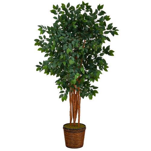 68" Sakaki Artificial Tree with 1470 Bendable Branches in Wicker Planter