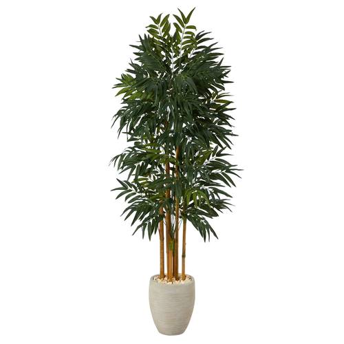 69" Phoenix Palm Artificial tree in White Planter with Stand