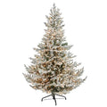 7'Flocked Fraser Fir Artificial Christmas Tree with 600 Warm White Lights and 3852 Bendable Branches