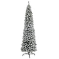 7'Flocked Pencil Artificial Christmas Tree with 574 Bendable Branches