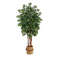 7'Sakaki Artificial Tree in Handmade Natural Jute Planter with Tassels