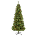 7'White Mountain Pine Artificial Christmas Tree with 400 Clear LED Lights and Pine Cones