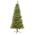 7'Wisconsin Slim Snow Tip Pine Artificial Christmas Tree with 400 Clear LED Lights