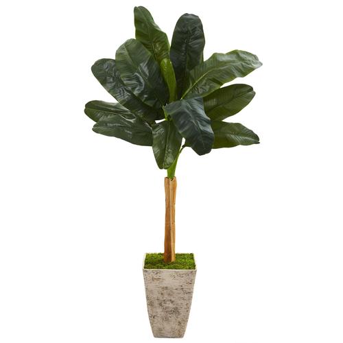 70" Banana Artificial Tree in Country White Planter