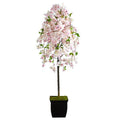 70" Cherry Blossom Artificial Tree in Black Metal Planter