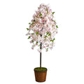 70" Cherry Blossom Artificial Tree in Wicker Planter