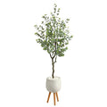 70" Eucalyptus Artificial Tree in White Planter with Stand