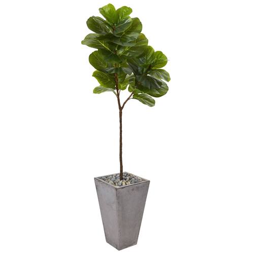 70" Fiddle Leaf Artificial Tree in Cement Planter (Real Touch)