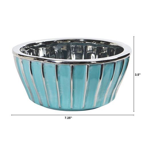 7.25" Teal Vase with Silver Burnishing