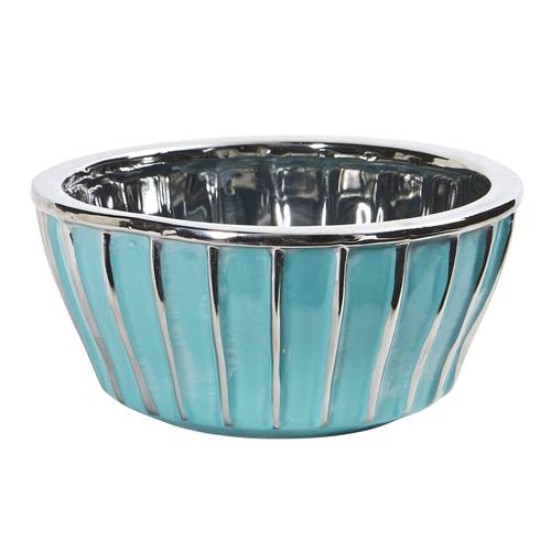 7.25" Teal Vase with Silver Burnishing