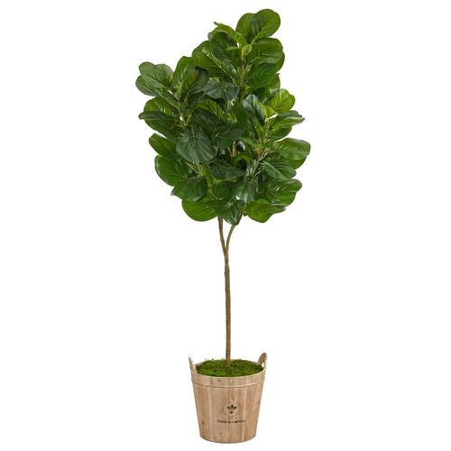 74" Fiddle leaf Fig Artificial Tree in Farmhouse Planter