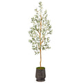 74" Olive Artificial Tree in Ribbed Metal Planter