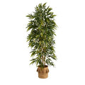 75" Bamboo Artificial Tree in Handmade Natural Jute Planter with Tassels
