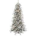 7.5'Flocked Livingston Fir Artificial Christmas Tree with Pine Cones and 500 Clear Warm LED Lights