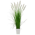 75" Grass Artificial Plant in White Metal Planter