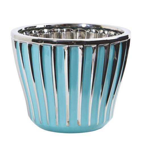 7.5" Turquoise Vase with Silver Trimming