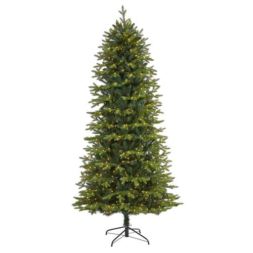 8'Belgium Fir “Natural Look" Artificial Christmas Tree with 650 Clear LED Lights