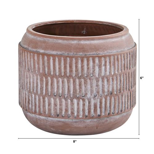 8" Boho Chic Ceramic Embossed Planter