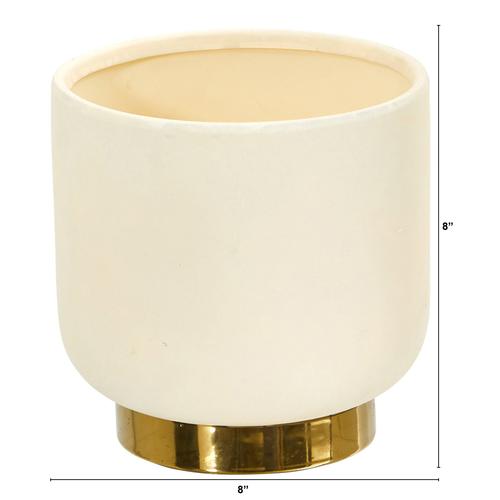 8" Elegance Ceramic Planter with Gold Accents
