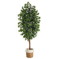 8'Ficus Artificial Tree with Handmade Natural Jute and Cotton Planter
