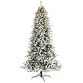 8'Flocked Livingston Fir Artificial Christmas Tree with Pine Cones and 500 Clear Warm LED Lights