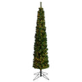 8' Green Pencil Artificial Christmas Tree with 200 Clear (Multifunction) LED Lights and 402 Bendable Branches