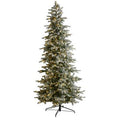 8.5'Slim Flocked Nova Scotia Spruce Artificial Christmas Tree with 500 Warm White LED Lights and 1061 Bendable Branches