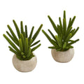 9" Finger Cactus Artificial Plant in Stone Planter (Set of 2)