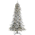 9'Flocked Livingston Fir Artificial Christmas Tree with Pine Cones and 650 Clear Warm LED Lights